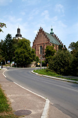 Fototapeta na wymiar Biecz - Fasada Kościóła pod wezwaniem Bożego Ciała pozostałość zabudowy średniowiecznego miasta