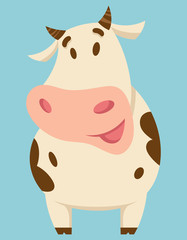 Obraz premium Standing cute cow. Farm animal in cartoon style.