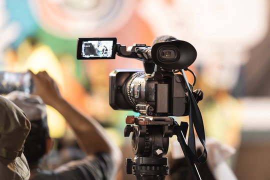 Professional digital video camera equipment on event broadcasting.