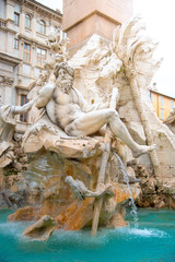 Four Rivers Fountain, Italian: Fontana dei Quattro Fiumi, Piazza Navona square, Rome, Italy