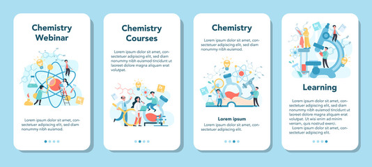 Chemistry studying on webinar or course mobile application banner