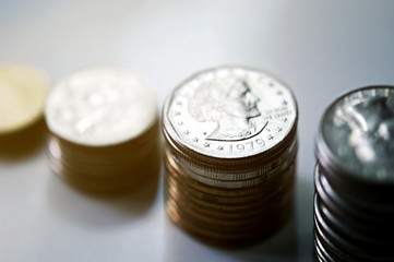 Depth of field of US. Coin growing with blurred background, investment concept. growing on coin, Business Finance and Save Money concept.