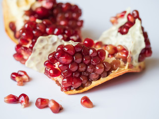 Pomegranate seeds. Fruit and vegetable juices. Healthy lifestyle. Immunity support.