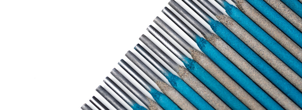 Welding electrodes, welding equipment background, isolated on white background