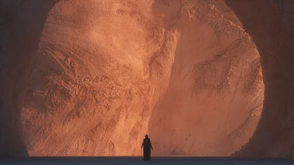 Fotobehang Chocoladebruin 3d illustratie van een buitenaards landschap  © Suliman Razvan