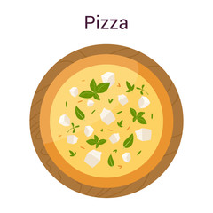 Delicious four cheeses pizza. Italian food. Ricotta