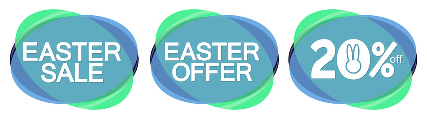 Set Easter Sale, 20% off, bubble banners design template, discount tags, special offers, vector illustration