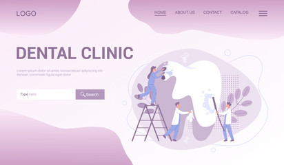 Dental clinic web banner or landing page. Dentistry concept.