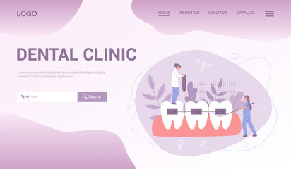 Dental clinic web banner or landing page. Dentistry concept.