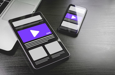 Programmatic Native Advertising - online targeting, ads marketing strategy. Advertising media...