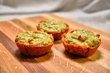 Lentil tartlets with guacamole