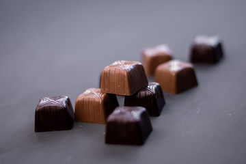 selective focus, chocolates, truffle, copyspace