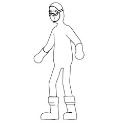 sketch of a character in a protective suit fighting against coronavirus vector