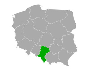 Obraz premium Karte von Slaskie in Polen
