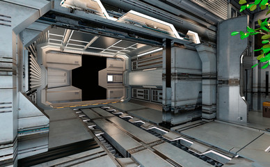 3D Rendering Space Ship Indoor