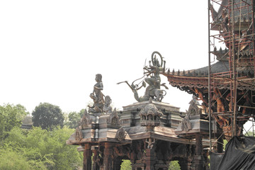 Fototapeta premium Wooden sculptures made without a single nail