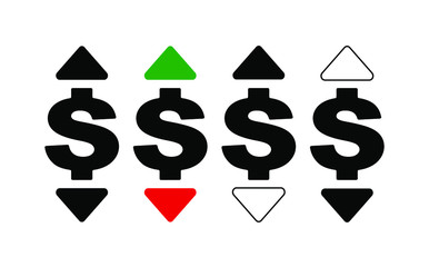 set of vector icons with dollar signs