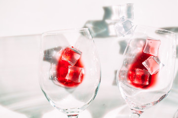 Glasses of Red wine. The play of light and shadow.