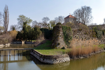 Fototapeta na wymiar The castle of Tata on a sunny spring day
