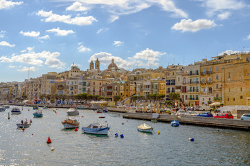 A view of the harbour and town of Sliema,Malta.