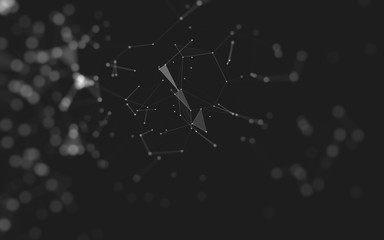 Abstract background. Molecules technology with polygonal shapes, connecting dots and lines. Connection structure. Big data visualization.