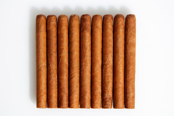 Cuban cigars on a white background
