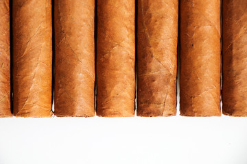 Cuban cigars on a white background