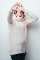 stop hand sign from beautiful woman