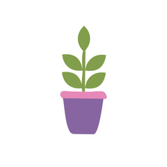 Plants in flower pot icon isolated on white background. Vector Illustration in cartoon style for graphic and web design