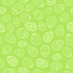Green Easter eggs seamless pattern. Hand drawn vector illustration.