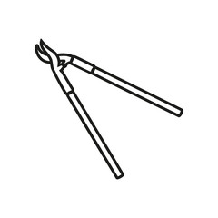 Obraz premium Garden shears for hacking shrubs. Scissors for branches and sticks. Farm and gardening tools in doodle style. Vector illustration.