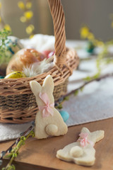  Easter Bunny shaped cookie and Easter basket with Polish 