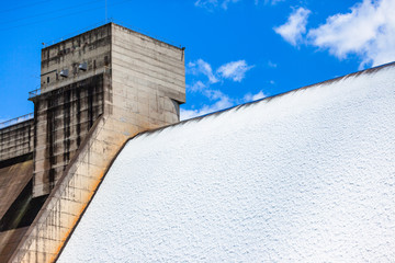 Dam Wall Concrete Structure  Weir Water Flowing Closeup Photo Natures Power 