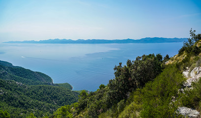 View of the eastern part of the Peljesac peninsula, islands and bays of the Adriatic Sea from Mount St. Ivan