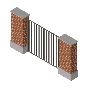 Fence vector icon. Isometric vector icon isolated on white background fence.
