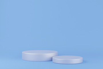 silver cylinder podiums on background. Abstract minimal scene with geometrical. Scene to show cosmetic products presentation. Mock up design empty space. Showcase, shopfront, display case,3d render