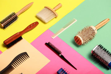 Kiev, Ukraine - 15, 05, 2019: Hair products. Beauty and fashion. Cars. Chains. Water. Scissors Background. Barber.