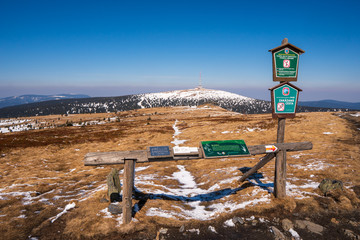 transmitter on mountain Praded in Jeseniky in winter, Czech Jesenik