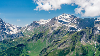 Fototapeta premium Switzerland, Panoramic view on Schilthorn6 and green Alps around