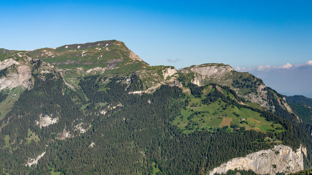 Switzerland, Panoramic view on Sulegg and green Alps around