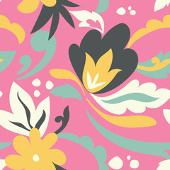 Abstract floral vector seamless pattern