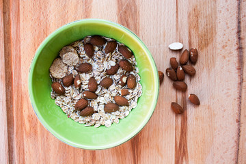 Müsli, Mandeln, Haferflocken, Porridge