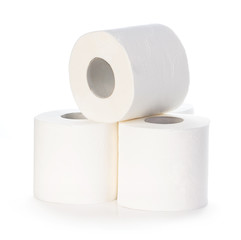 Toilet paper isolated on white background.