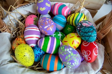 Easter background with Easter eggs.