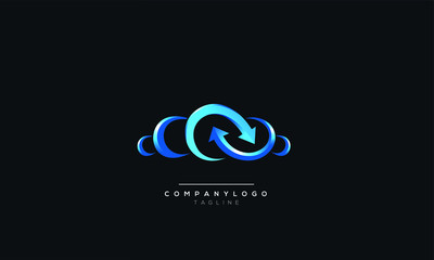 Obraz premium Abstract cloud logo design. Storage creative symbol. Universal vector icon. Data software weather sign