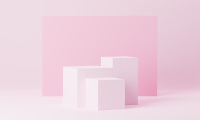 Clean product pedestal or podium, abstract minimal concept, blank space mockup scene. 3d render 