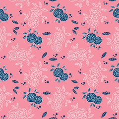 Rose floral vector seamless pattern