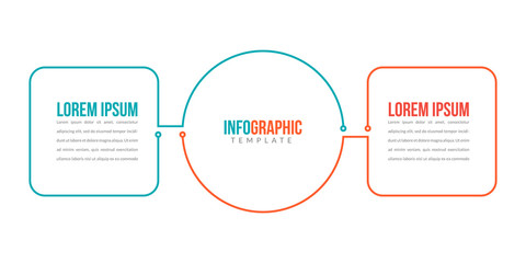 Minimal Business Infographics template. Timeline with 2 steps, options and marketing icons .Vector linear infographic with two conected elements. Can be use for presentation.