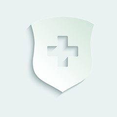 Obraz premium Paper Medical shield icon. Medical protection sign