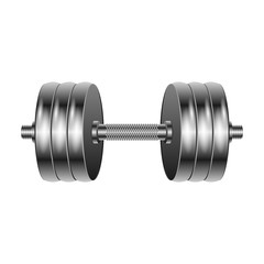 Fototapeta na wymiar Dumbbell vector icon. Realistic vector icon isolated on white background dumbbell.